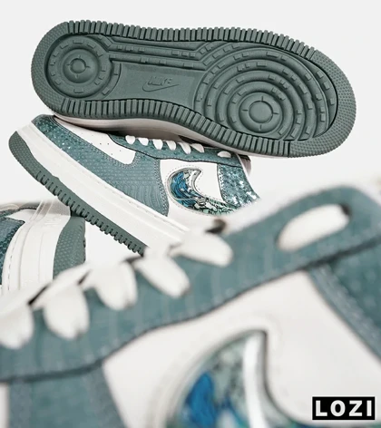 کفش کتانی مردانه و زنانه سبز سفید NIKE dunk low steam puppet مدل 7224