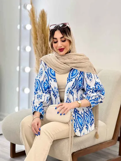 مانتو طرح دار مغزی دوزی