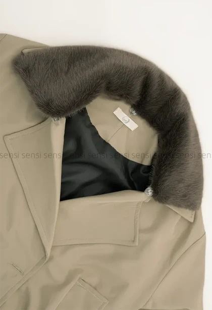 ترنچ کت سانتانا یقه پوست کد1004660