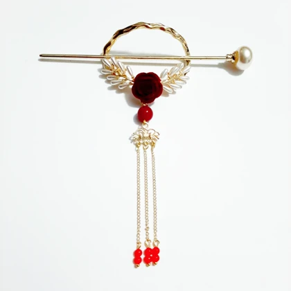 گیره مو زنانه مدل گل رز مجموعه 2 عددی