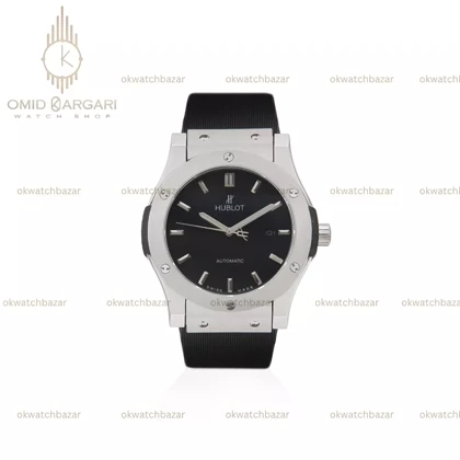 ساعت مچی اوبلو کلاسیک فیوژن اتوماتیک مشکی قاب سیلور Hublot Classic Fusion