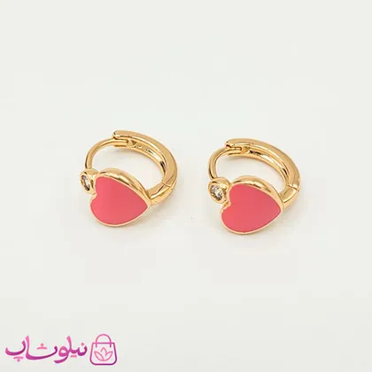 گوشواره حلقه‌ای ژوپینگ مدل قلب صورتی