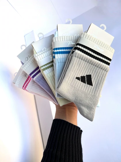 جوراب ساق بلند اسپرت آدیداس دو رنگ نخی