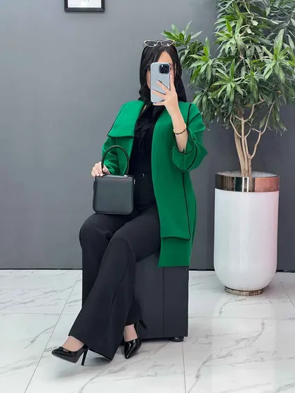 مانتو یقه دوبل مغزی دوزی