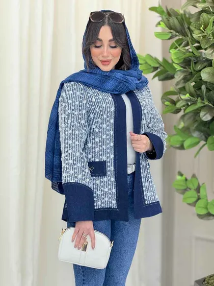 مانتو جین نواردوزی جیب سگک