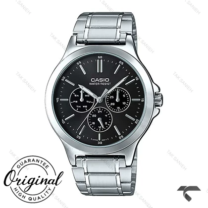 ساعت کاسیو MTP-V300D-1A مردانه سیلور صفحه مشکی Casio-10416-G