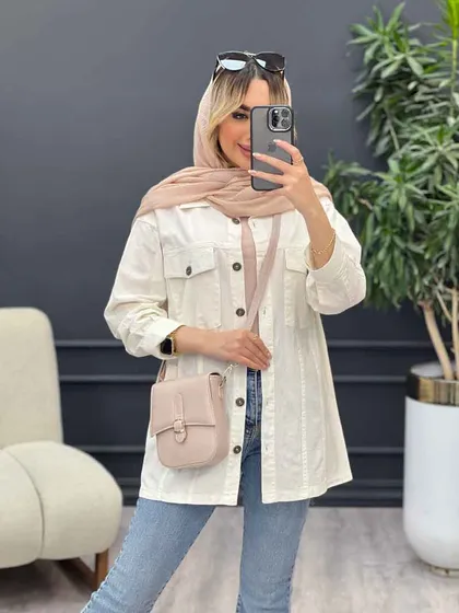 مانتو لینن چهار جیب برش‌دار