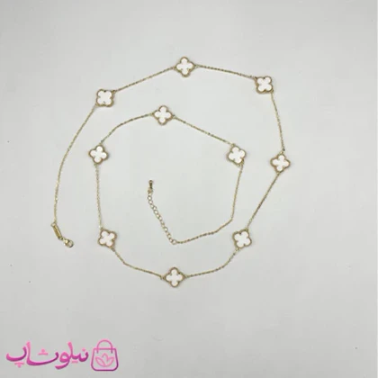 گردنبند رولباسی زنانه ونکلیف سفید آبکاری طلا کیفیت مستر کد 470