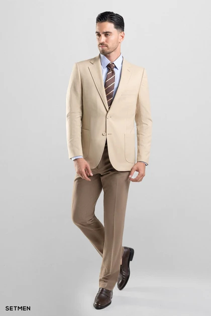 کت تک مردانه یقه انگلیسی نیم آستر دو دکمه