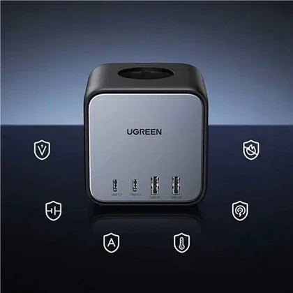 چندراهی برق 2500 وات سه پریز برق AC، دو USB و دو Type-C فست 65 وات یوگرین CD268 60113