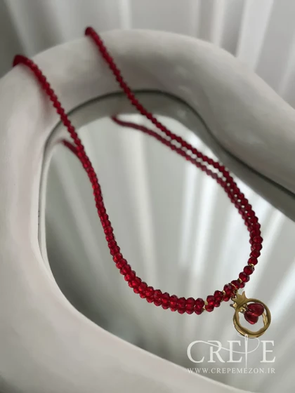 گردنبند انار کریستالی پلاکدار