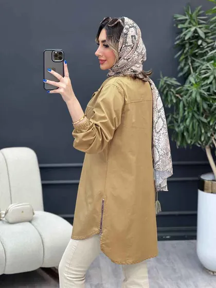مانتو جیب نما بغل زیپ طنین