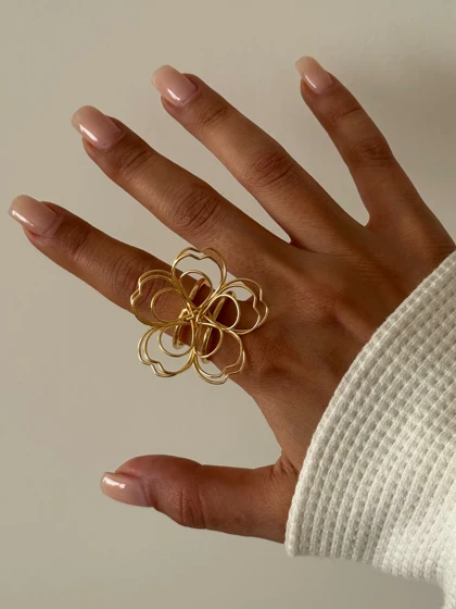 انگشتر وارداتی گل فنری طلایی