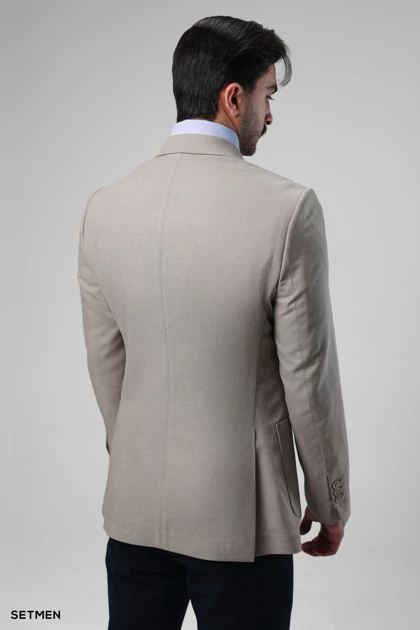 کت تک مردانه نیم آستر دو دکمه یقه ایتالیایی