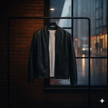 کاپشن چرم طرح پوست مار ساده مردانه مدل Yasan ویژه