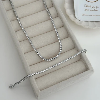 نیم ست دستبند گردنبند تنیسی گرد کد 901