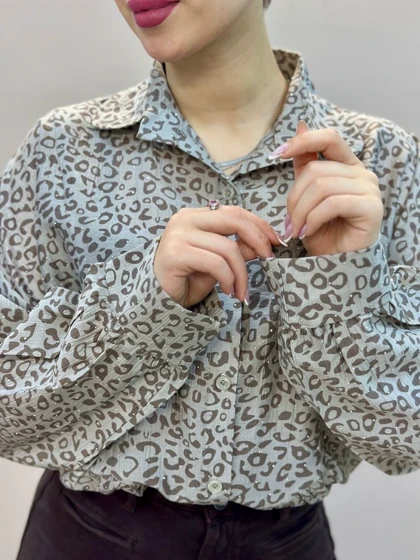 شومیز پری شیشه ای پلنگی 697کادین