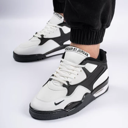 کفش کتانی اسپرت ساق‌دار مردانه رنگ سفید مشکی مدل نایک NIKE Jordan 4