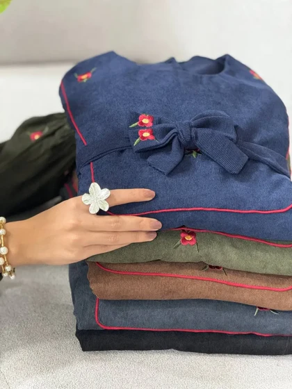 پیراهن مانتویی گلدوزی مهیاس