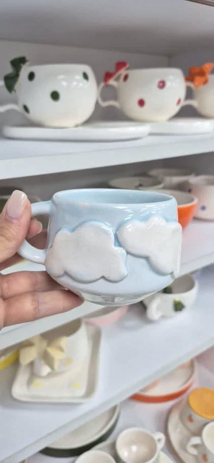 ست دو نفره چای خوری سرامیک برجسته طرح ابر