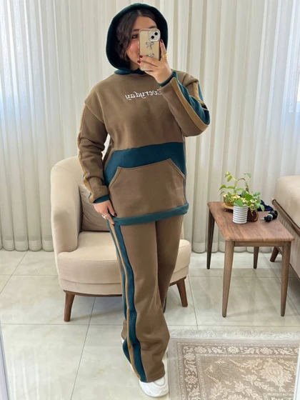 ست زنانه و دخترانه هودی شلوار اسپرت بیرونی 499