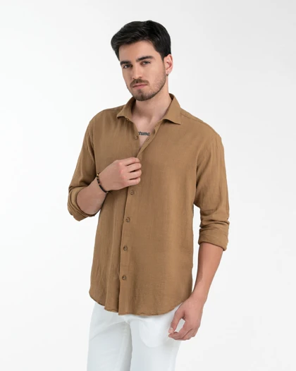 ام کی کالکشن پیراهن آستین بلند mk-4357-coffe