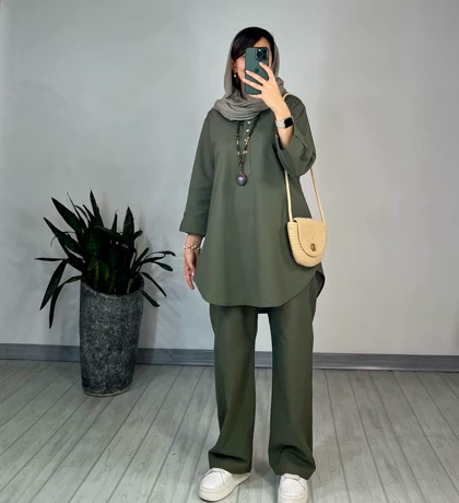 ست مانتو و شلوار لینن (ایراد دار)