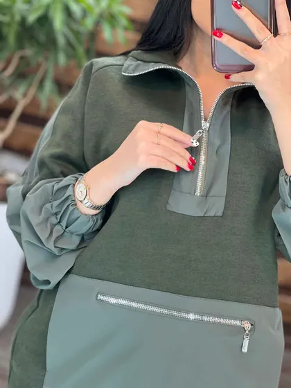 هودی ترکیبی جلو زیپ