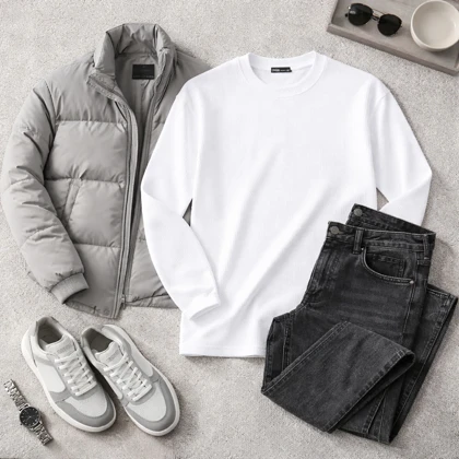 بلوز مردانه آستین بلند سفید مدل Atra