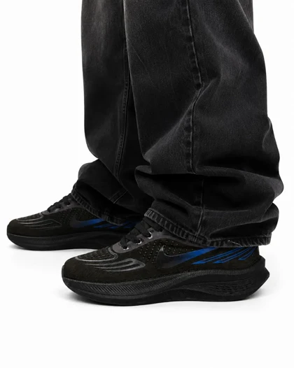کفش کتانی مردانه مدل نایکی ورزشی با زیره بست مشکی آبی NIKE New