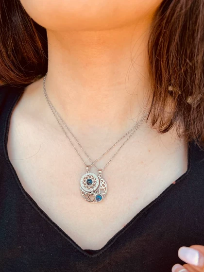 گردنبند ست مهر و ماه استیل