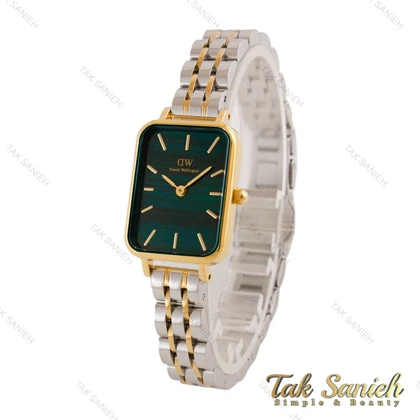 ساعت دنیل ولینگتون زنانه مستطیلی دورنگ طلایی صفحه سبز طرح دار DW-4710-L