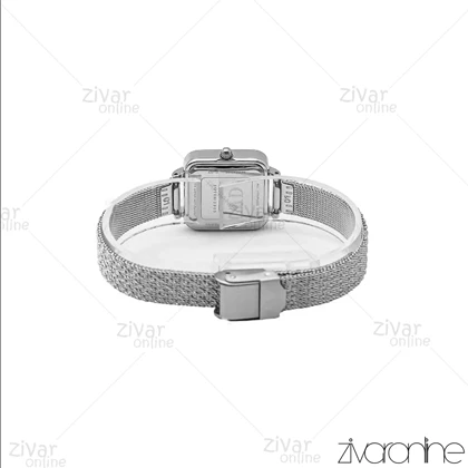 ساعت دنیل ولینگتون زنانه مربعی بند حصیری صفحه آبی خطی 107125