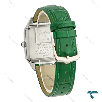 ساعت مچی کارتیر سانتوس دومونت مردانه بند چرم سبز Cartier-7920-G