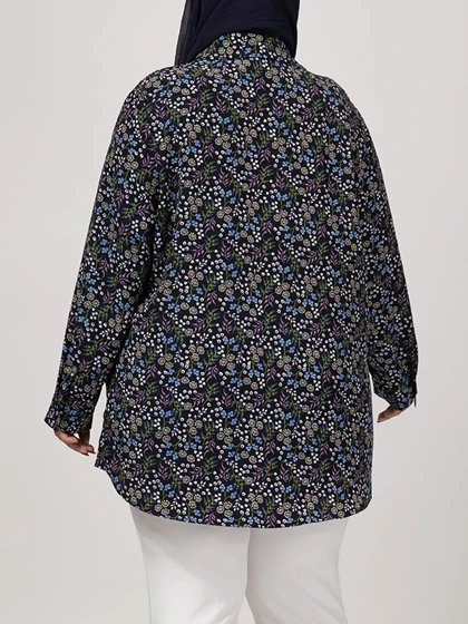 تونیک زنانه سایز بزرگ کرپ طرحدار آستین بلند 50103