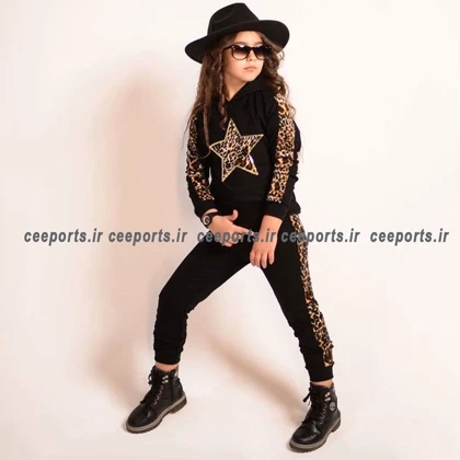 هودی شلوار پلنگی دخترانه