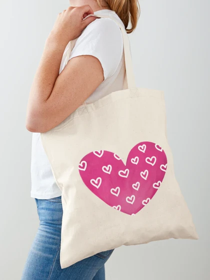 توت بگ طرح Pink and White Patterned Heart کد 271551