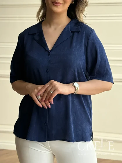 شومیز کریشه لمه آستین کوتاه طرحدار