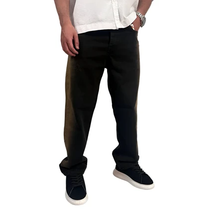 شلوار جین بگ مردانه مشکی قهوه ای مدل دورنگ