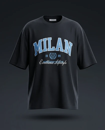 تیشرت MILAN مشکی پارچه دورس چاپ زول