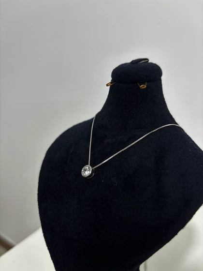 گردنبند نقره زنانه تک نگین ظریف1004