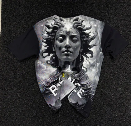 تیشرت پشت چاپ فوق العاده خاص بالانسیاگا با طرح سه بعدی بودا سایزبندی کامل