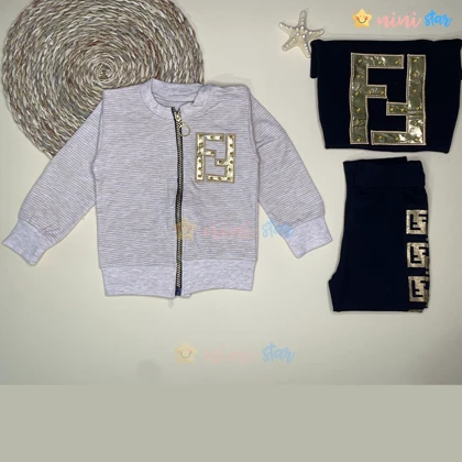 ست سویشرت و تیشرت و شلوار دخترانه FENDI سه تکه