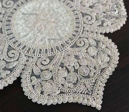 رومیزی عسلی قیطان دوزی مدل پرناز