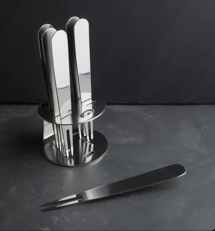 دسر خوری استند دار نقره ای 6 عددی