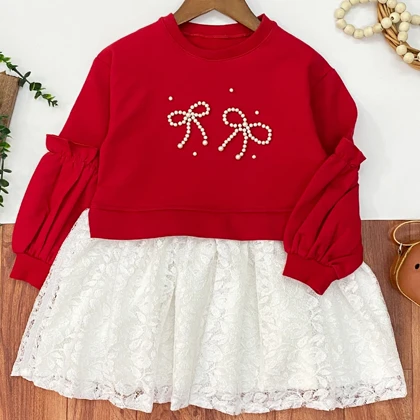 پیراهن یلدایی دخترانه با گیره سر