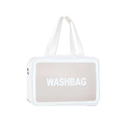 واش بگ مسافرتی مدل دو زیپ سایز بزرگ رنگ سفید