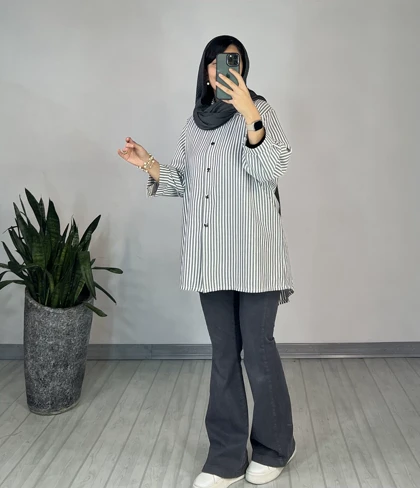 مانتو دکمه دار سالینا