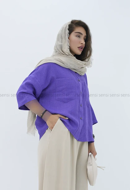 شومیز باکسی لینن آرمانی