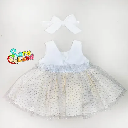 ست شومیز تور دار و شورت نوزاد کرم